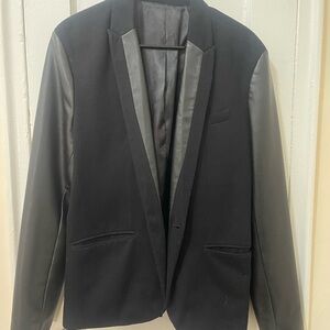 H&M Black Blazer with Leather Details. LIKE NEW! Stylish!